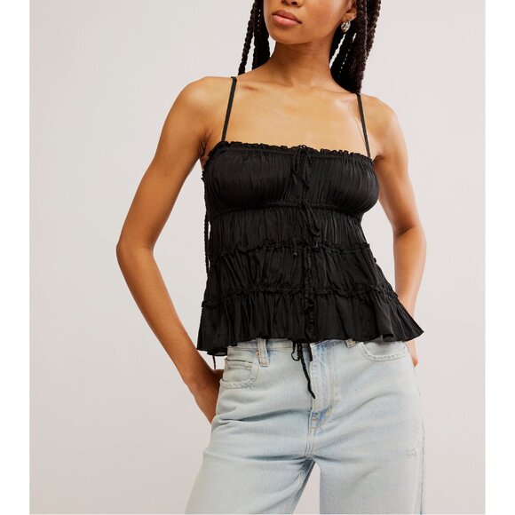 FREE PEOPLE Matilda Tie Tank / Black Combo - Picture 4 of 10